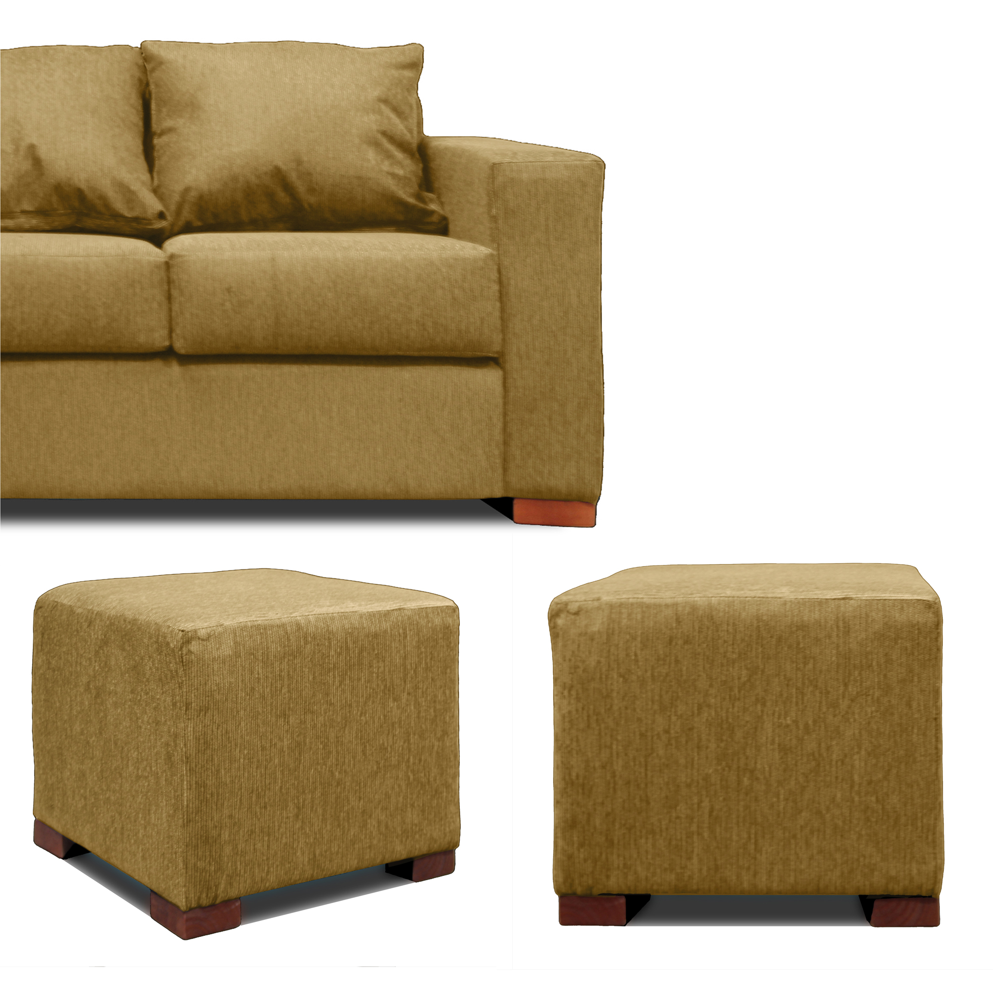 SOFA 3 CUERPOS + 2 POUF BEIGE DKORA MODELO CEDRIC - 4