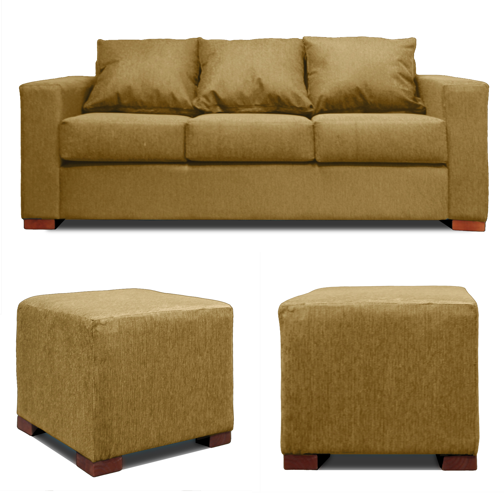 SOFA 3 CUERPOS + 2 POUF BEIGE DKORA MODELO CEDRIC - 5