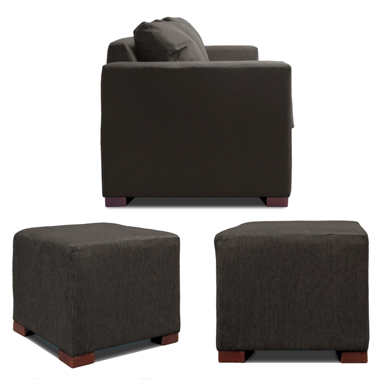 SOFA 3 CUERPOS + 2 POUF GRIS DKORA MODELO CEDRIC - 3