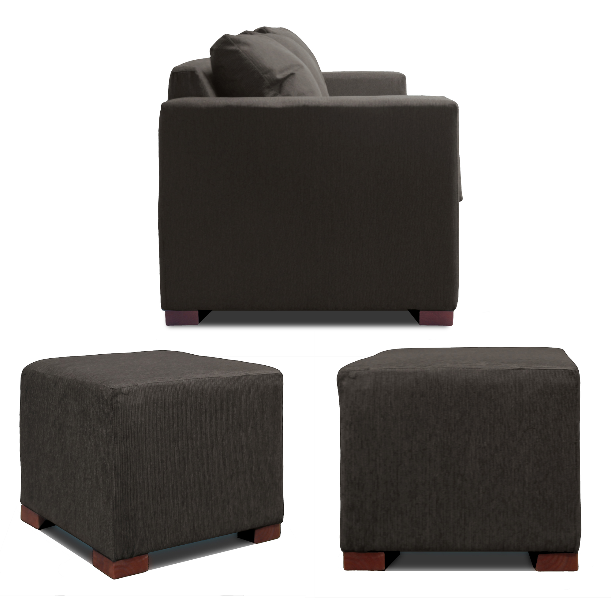 SOFA 3 CUERPOS + 2 POUF GRIS DKORA MODELO CEDRIC - 3
