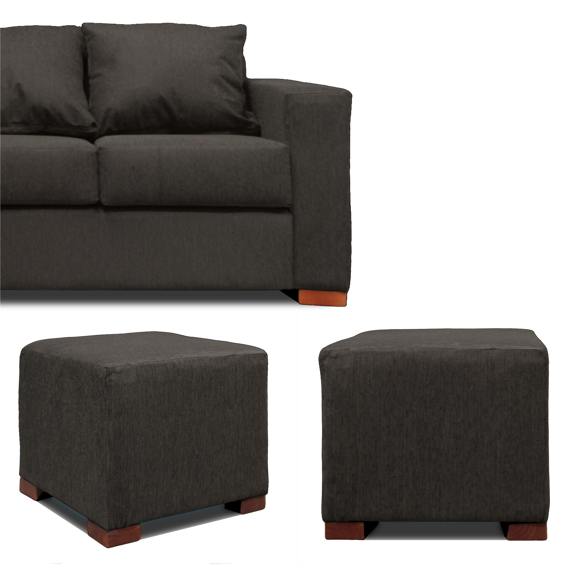 SOFA 3 CUERPOS + 2 POUF GRIS DKORA MODELO CEDRIC - 4