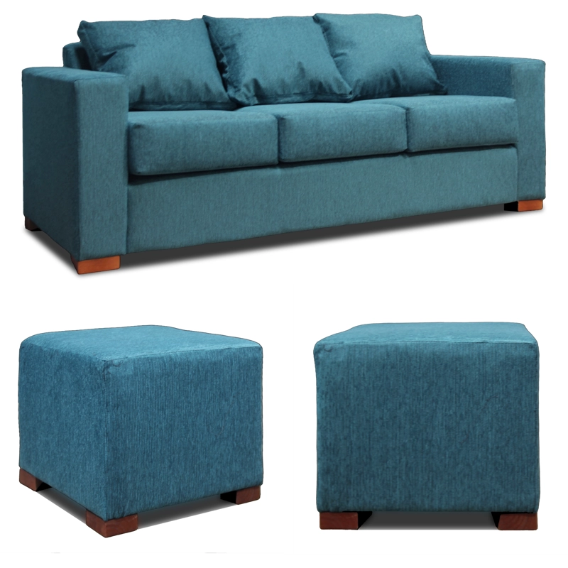 SOFA 3 CUERPOS + 2 POUF CALIPSO DKORA MODELO CEDRIC - 1