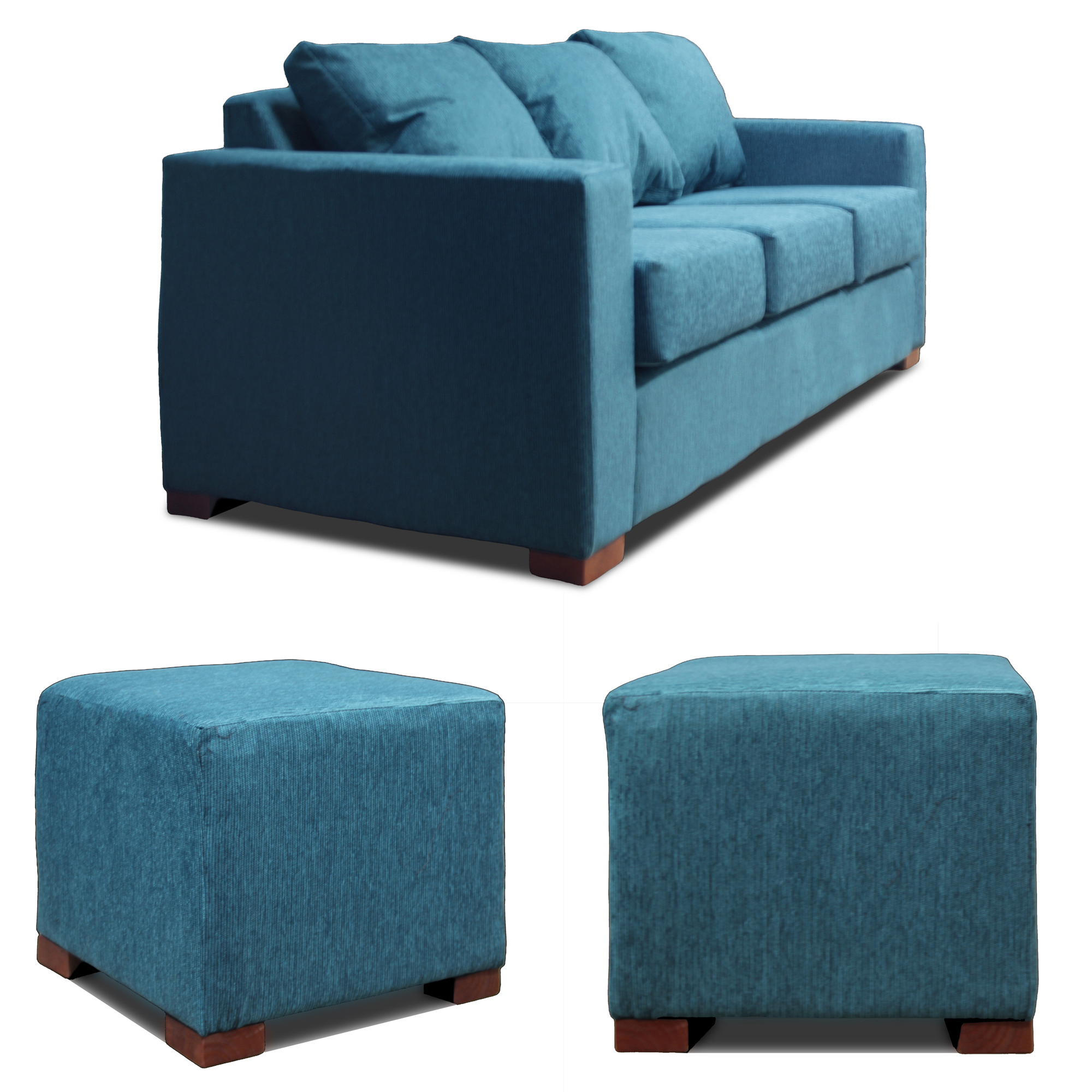 SOFA 3 CUERPOS + 2 POUF CALIPSO DKORA MODELO CEDRIC - 2