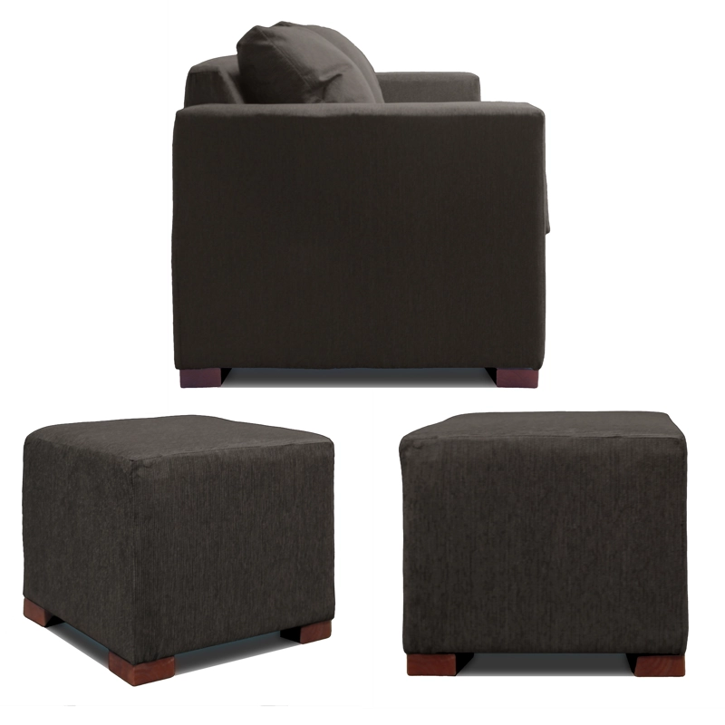 SOFA 2 CUERPOS + 2 POUF GRIS DKORA MODELO CEDRIC - 3