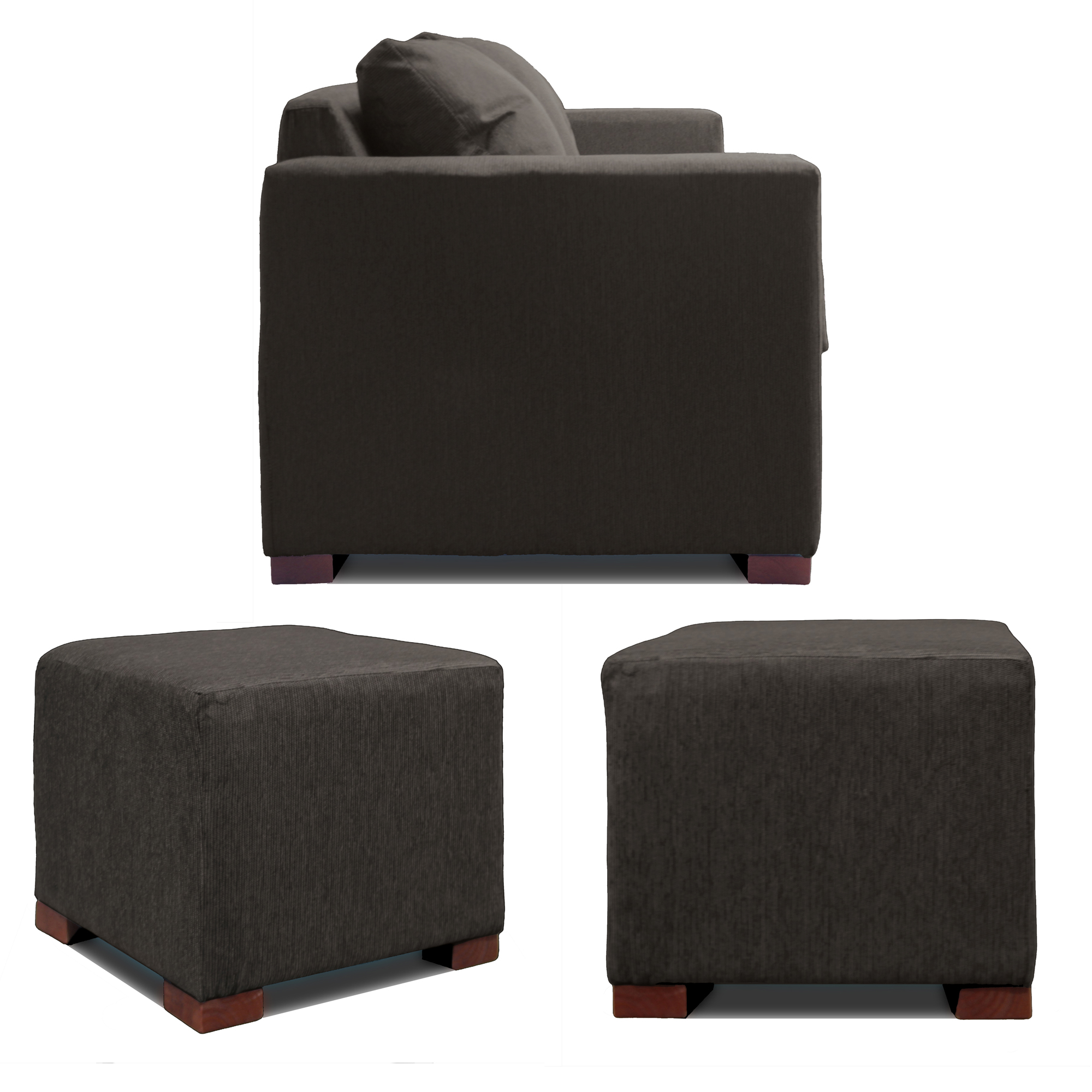 SOFA 2 CUERPOS + 2 POUF GRIS DKORA MODELO CEDRIC - 3