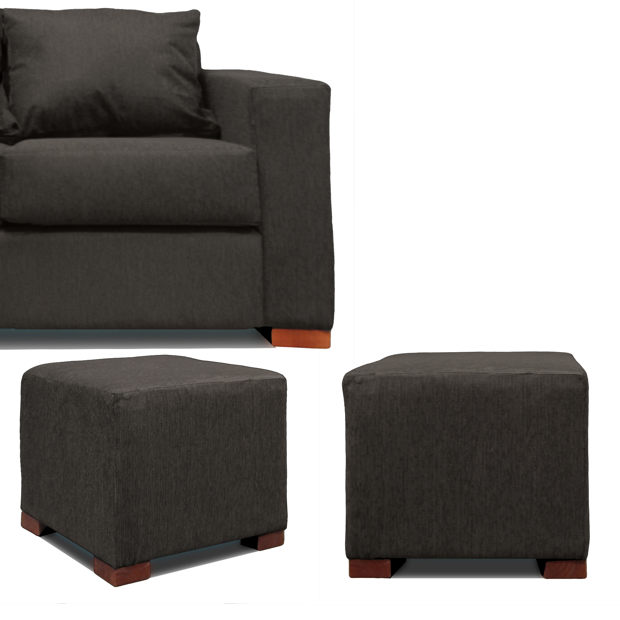 SOFA 2 CUERPOS + 2 POUF GRIS DKORA MODELO CEDRIC - 4