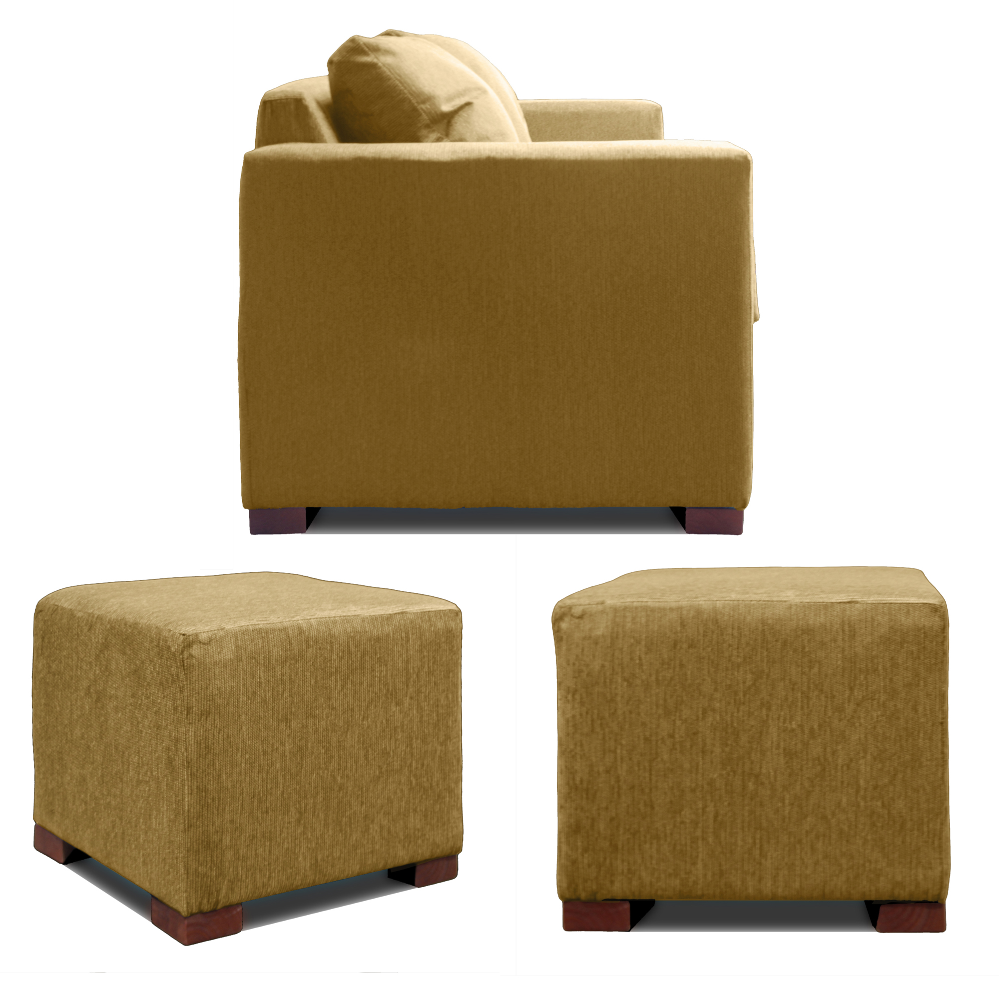 SOFA 2 CUERPOS + 2 POUF BEIGE DKORA MODELO CEDRIC - 3