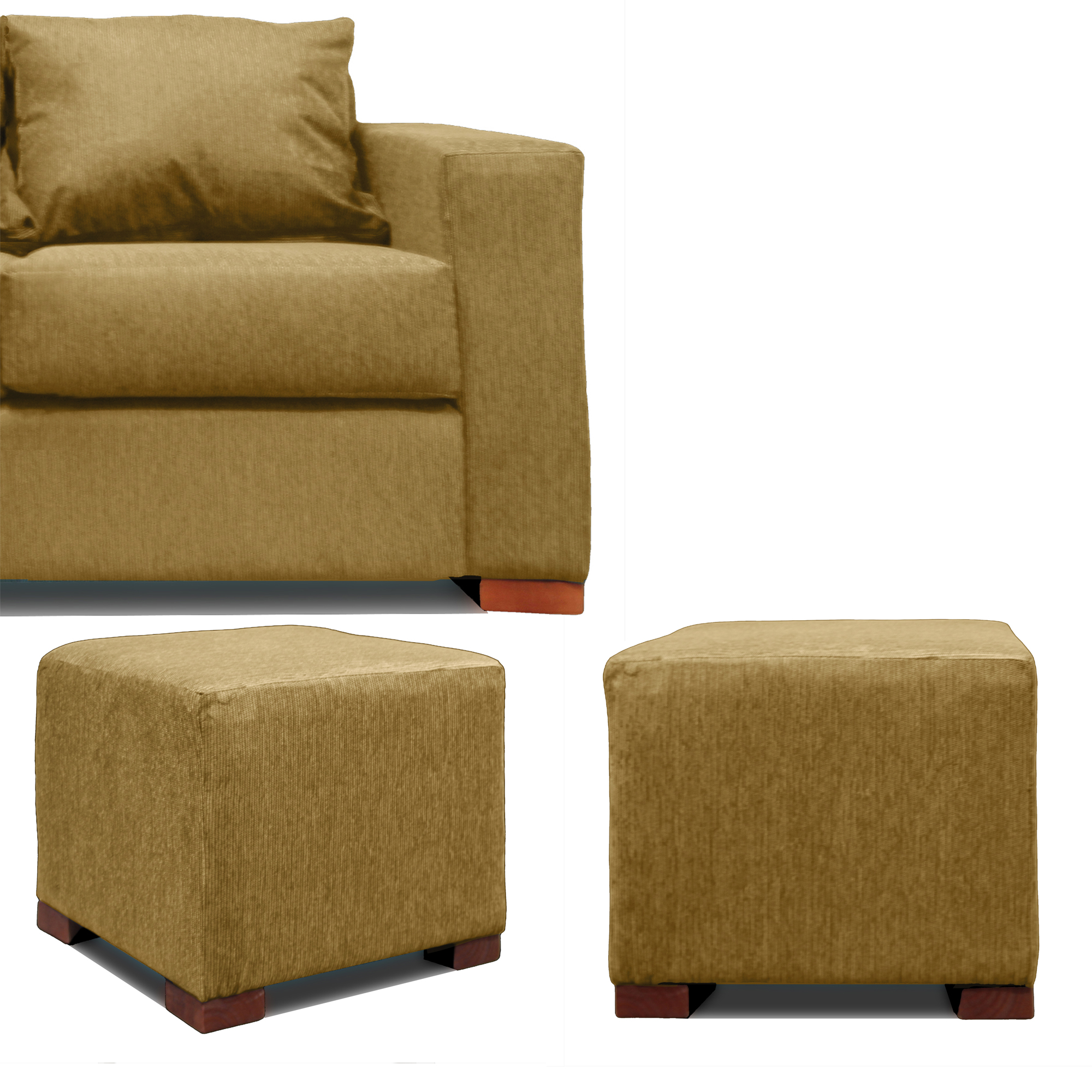 SOFA 2 CUERPOS + 2 POUF BEIGE DKORA MODELO CEDRIC - 4