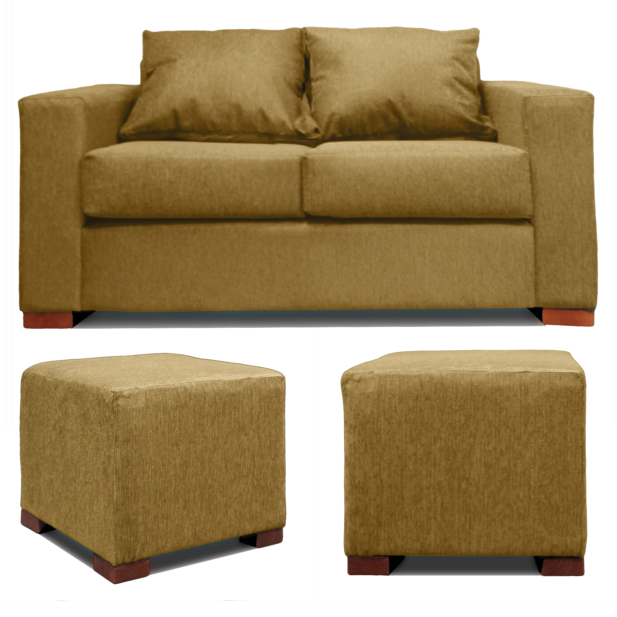 SOFA 2 CUERPOS + 2 POUF BEIGE DKORA MODELO CEDRIC - 5