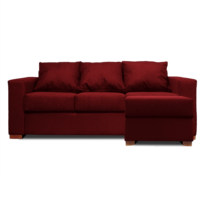 SOFA SECCIONAL DERECHO 3 CUERPOS ROJO DKORA MODELO LENA - 4
