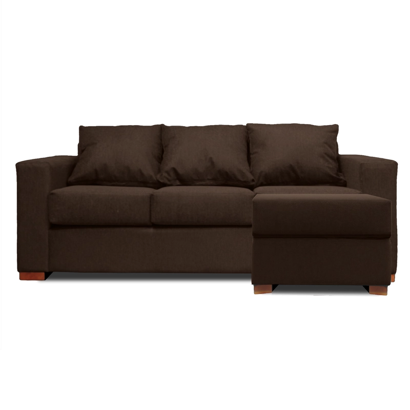 SOFA SECCIONAL DERECHO 3 CUERPOS CAFE DKORA MODELO LENA - 4