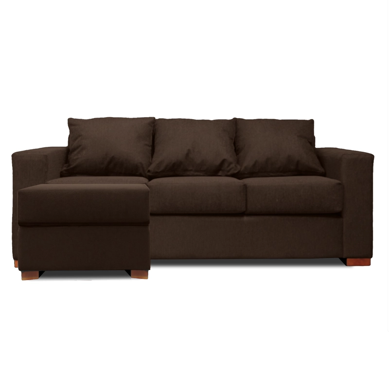 SOFA SECCIONAL IZQUIERDO 3 CUERPOS CAFE DKORA MODELO LENA - 4