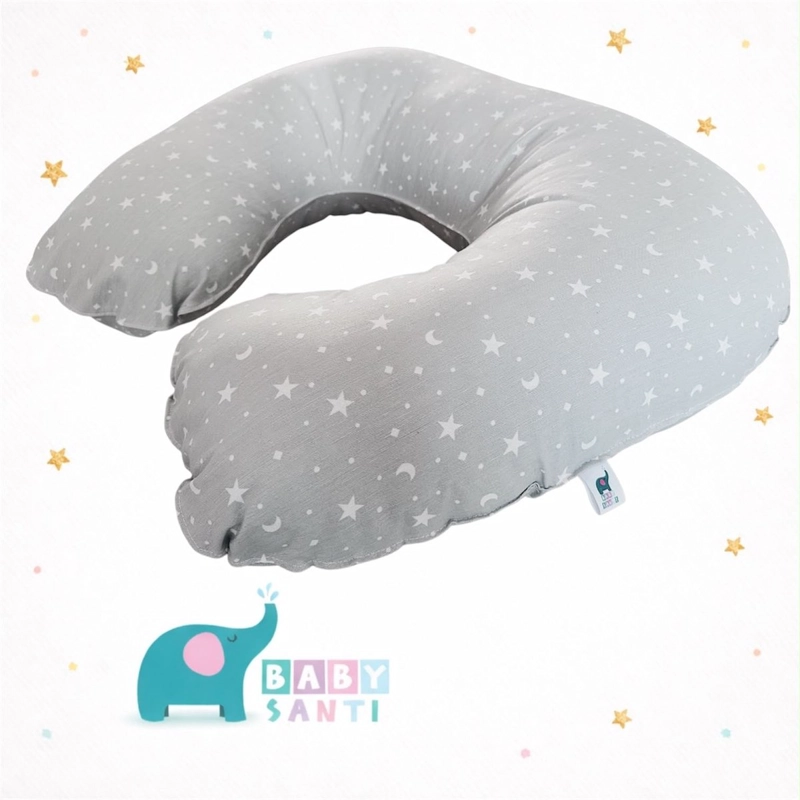 COJIN DE LACTANCIA BABY SANTI ESTRELLAS GRIS Y BLANCO - 1
