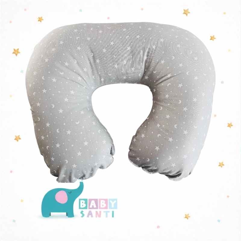 COJIN DE LACTANCIA BABY SANTI ESTRELLAS GRIS Y BLANCO - 2