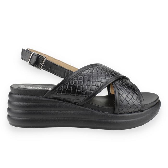SANDALIAS MUJER NEW WALK NEGRO REPTIL - 1