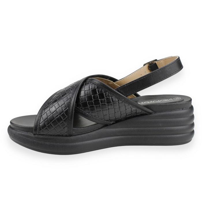 SANDALIAS MUJER NEW WALK NEGRO REPTIL - 3
