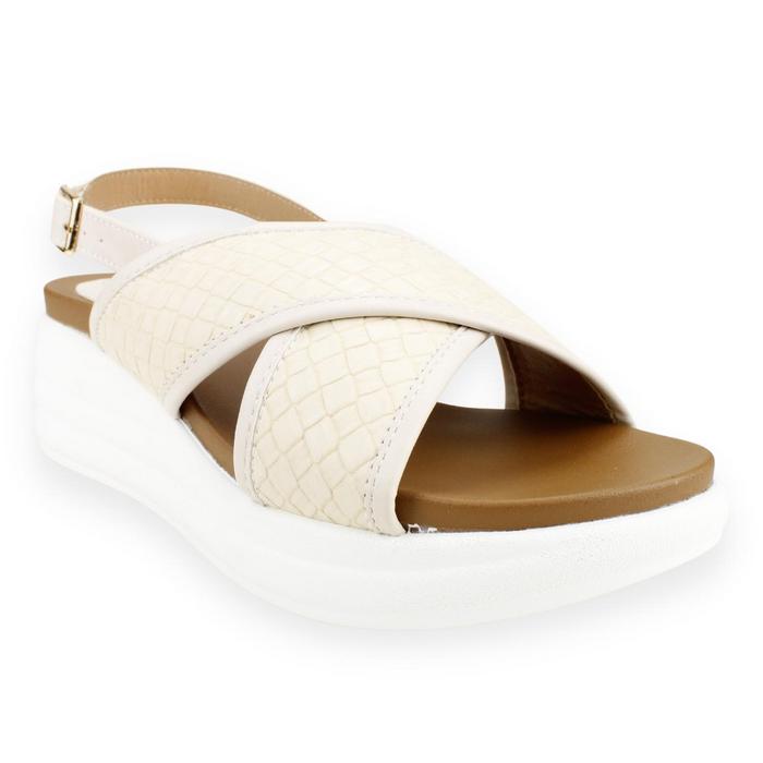 SANDALIAS MUJER NEW WALK BEIGE CINTAS CRUZADAS - 2