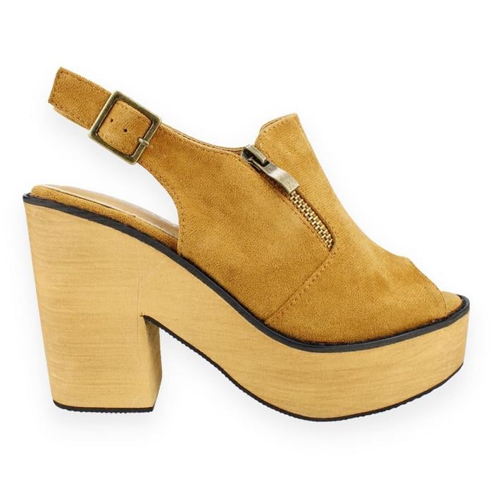 SANDALIAS MUJER NEW WALK CAMEL CERRADA - 1