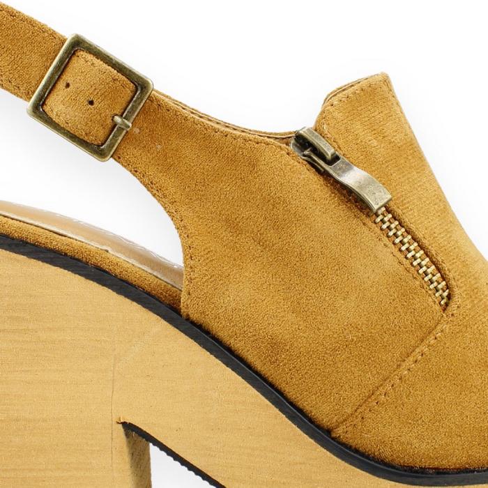 SANDALIAS MUJER NEW WALK CAMEL CERRADA - 4