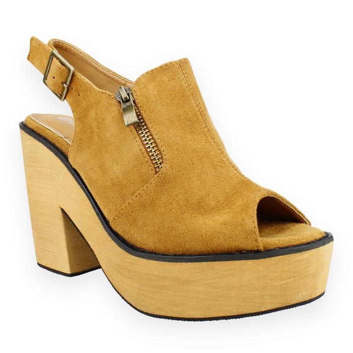 SANDALIAS MUJER NEW WALK CAMEL CERRADA - 5