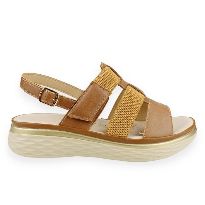 SANDALIAS MUJER NEW WALK CAMEL CINTAS - 1