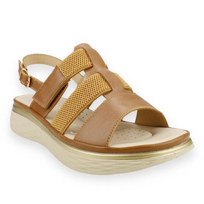 SANDALIAS MUJER NEW WALK CAMEL CINTAS - 2