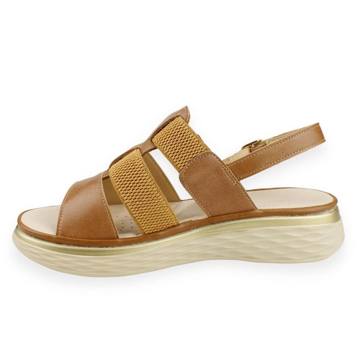 SANDALIAS MUJER NEW WALK CAMEL CINTAS - 3