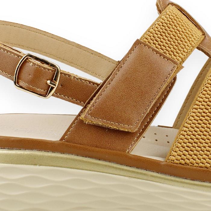 SANDALIAS MUJER NEW WALK CAMEL CINTAS - 4