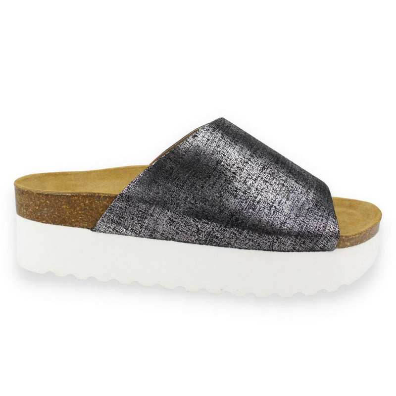 SANDALIAS MUJER PLAKTON CUERO NEGRO PLATAFORMA - 1