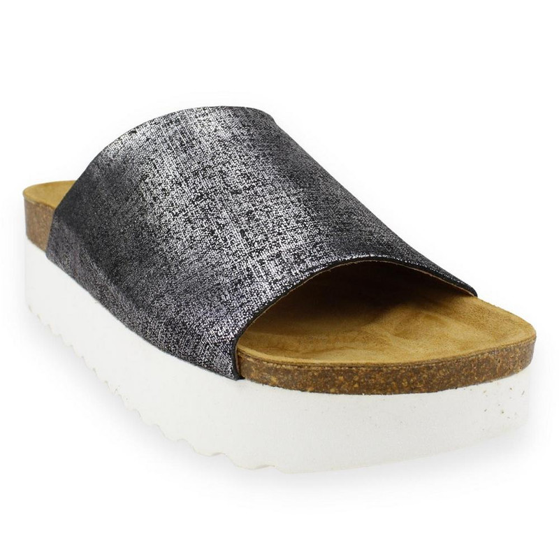SANDALIAS MUJER PLAKTON CUERO NEGRO PLATAFORMA - 2