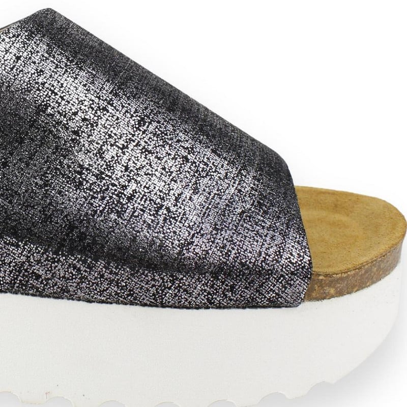 SANDALIAS MUJER PLAKTON CUERO NEGRO PLATAFORMA - 4
