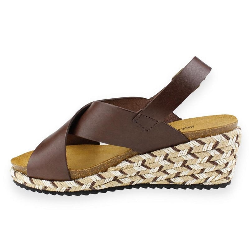 SANDALIA PLAKTON CINTAS CUERO MARRON - 3