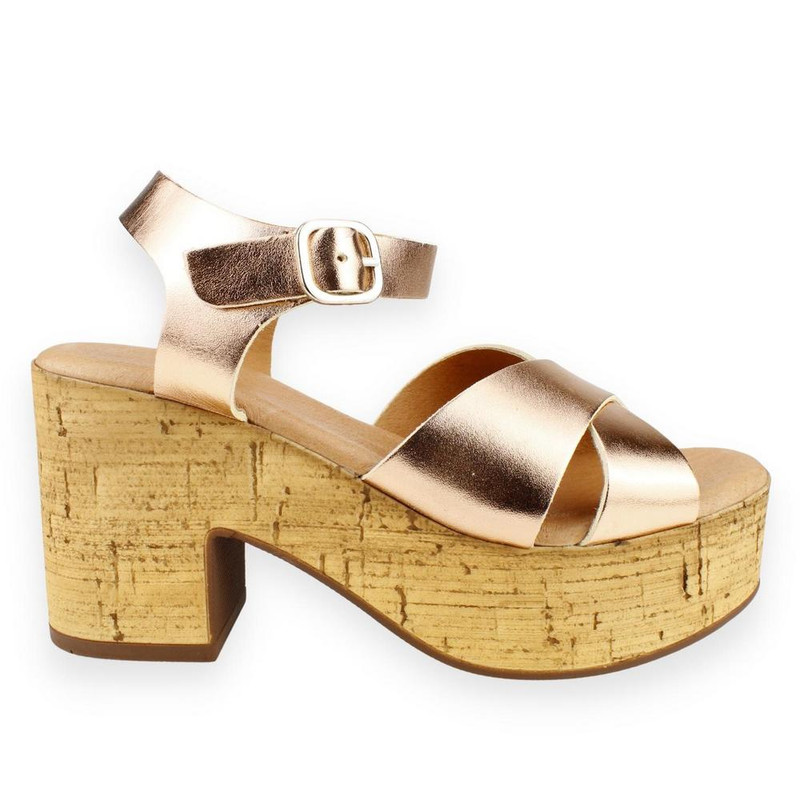 SANDALIAS MUJER CARMELA CUERO NUDE CINTAS - 1