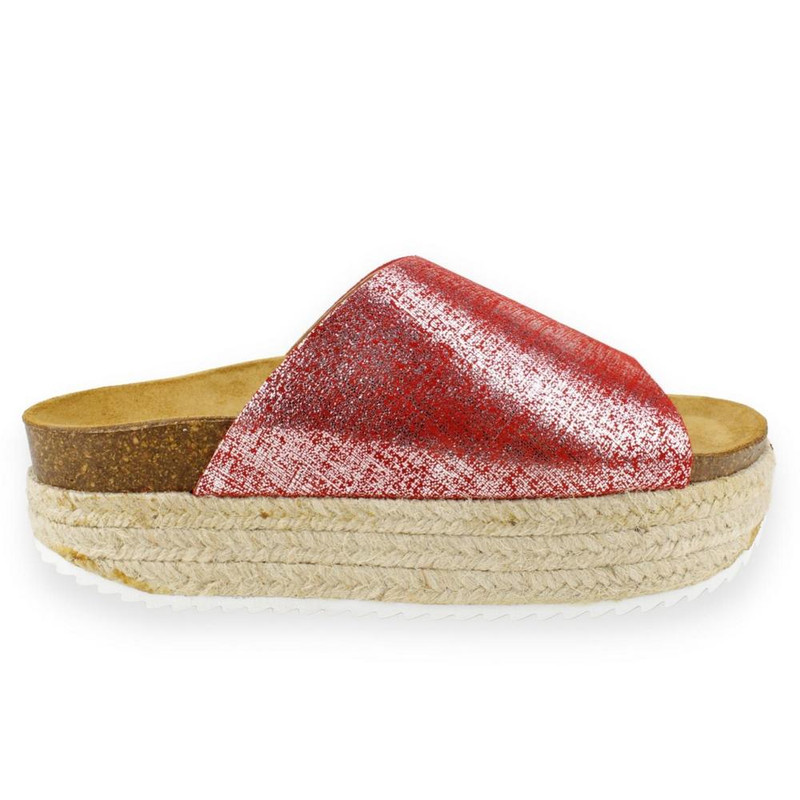 SANDALIAS MUJER PLAKTON CUERO ROJO PLATAFORMA - 1