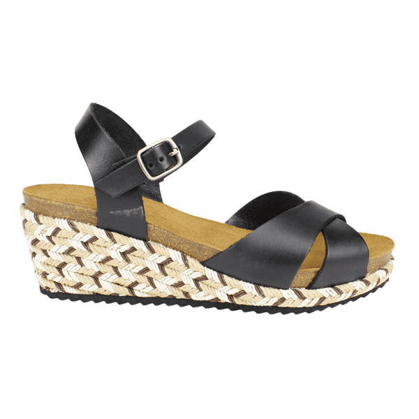 SANDALIAS MUJER PLAKTON CUERO NEGRO - 1