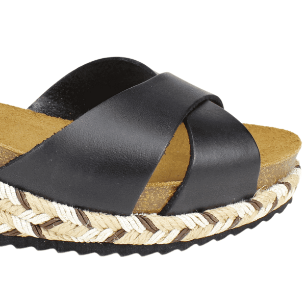 SANDALIAS MUJER PLAKTON CUERO NEGRO - 4