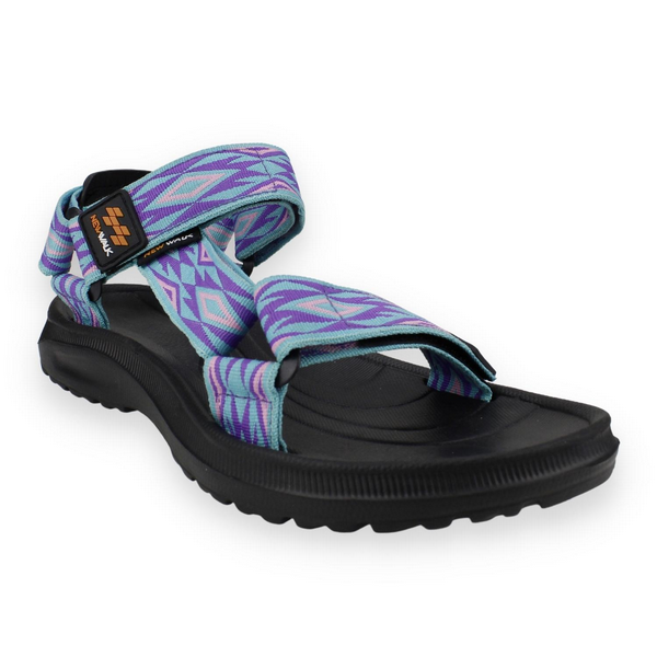 SANDALIA NEW WALK VELCRO ROMBOS AZUL - 2