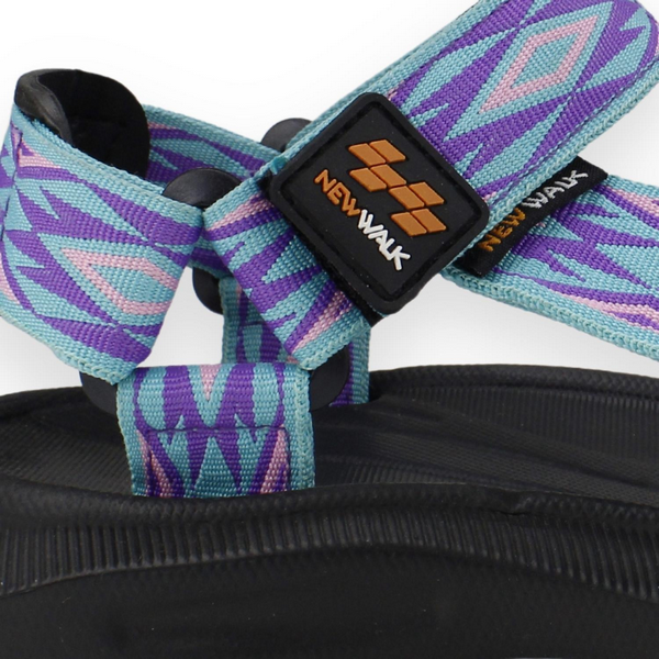 SANDALIA NEW WALK VELCRO ROMBOS AZUL - 4