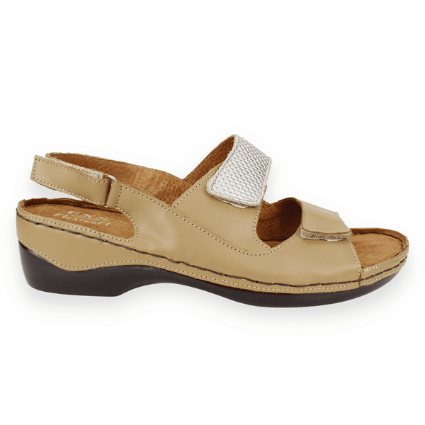 SANDALIAS MUJER EXS CUERO BEIGE CONFORT
