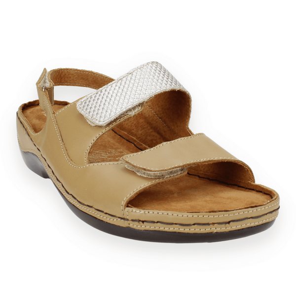 SANDALIAS MUJER EXS CUERO BEIGE CONFORT - 2