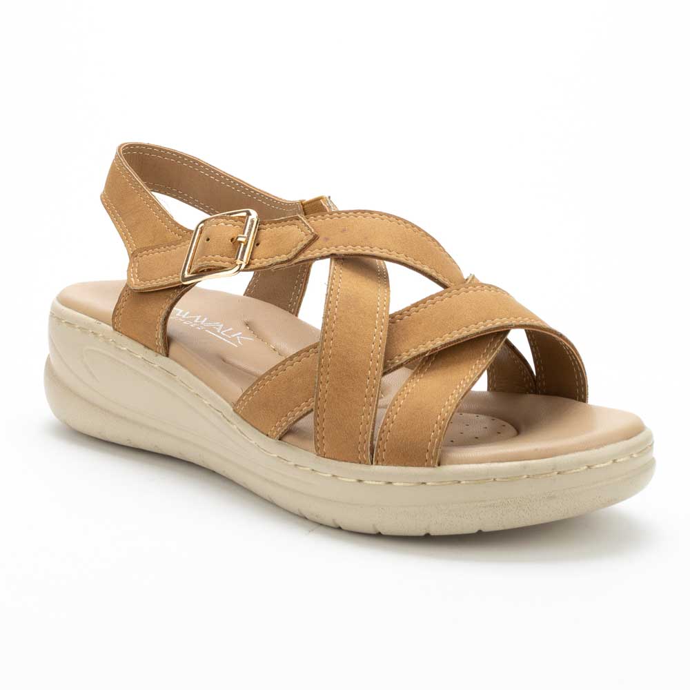 SANDALIAS MUJER NEW WALK CAMEL FRIZZ - 2