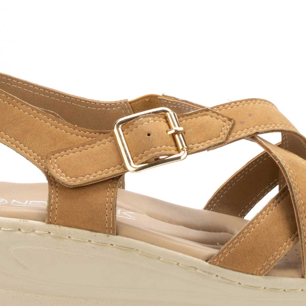 SANDALIAS MUJER NEW WALK CAMEL FRIZZ - 3