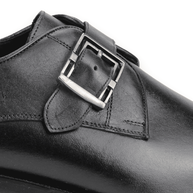 ZAPATO VERSACE 1969 BROCHE CUERO NEGRO - 4