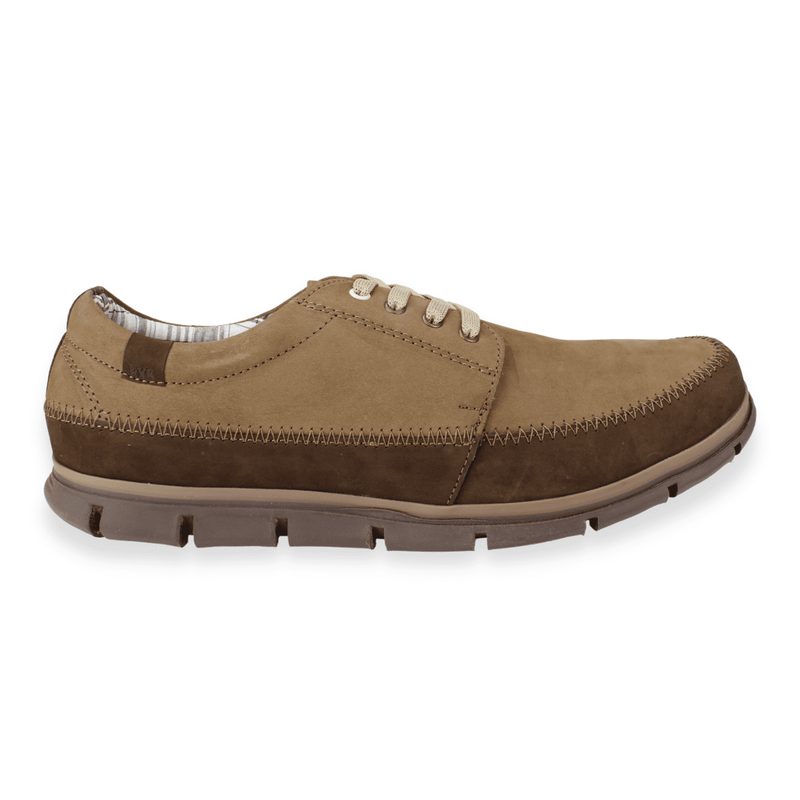 ZAPATO EXS CUERO BITONO CAFE - 1