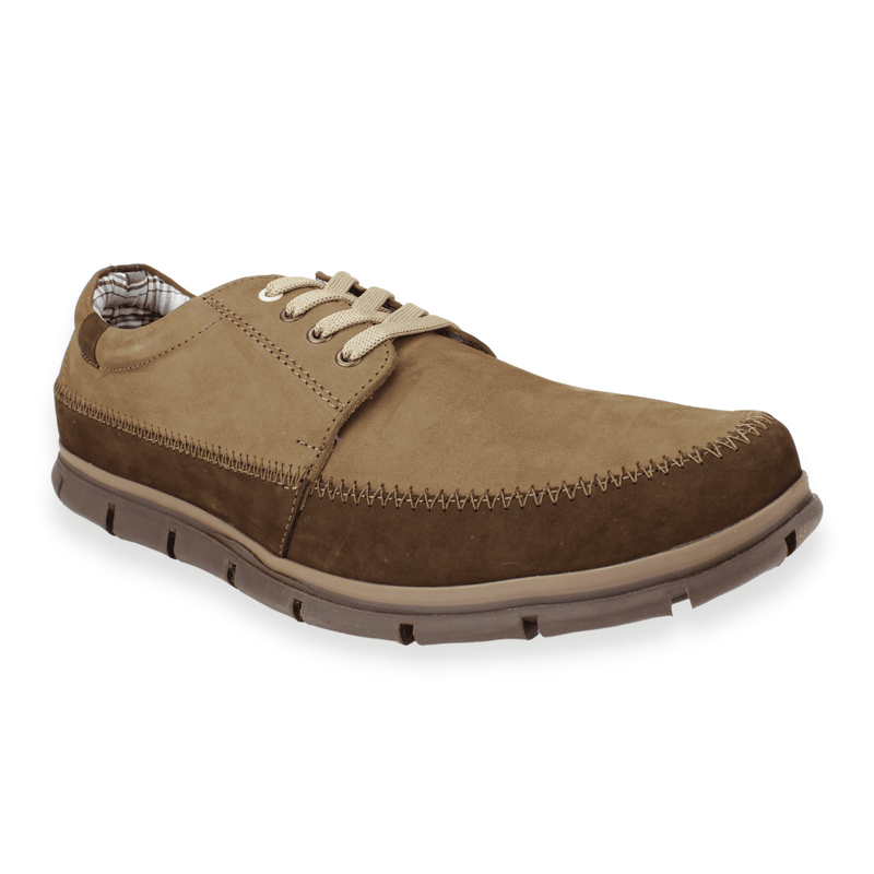 ZAPATO EXS CUERO BITONO CAFE - 2