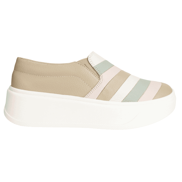 ZAPATILLAS SLIP ON MUJER EXS URBANAS CAMEL LÍNEAS CUERO - 1