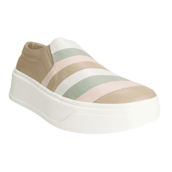 ZAPATILLAS SLIP ON MUJER EXS URBANAS CAMEL LÍNEAS CUERO - 2