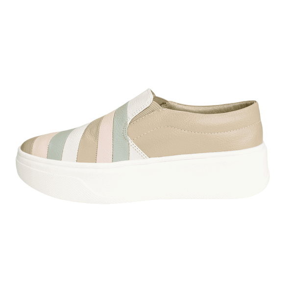 ZAPATILLAS SLIP ON MUJER EXS URBANAS CAMEL LÍNEAS CUERO - 3