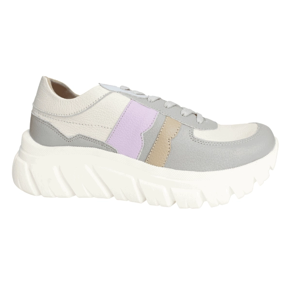 ZAPATILLAS MUJER EXS URBANAS GRIS CHUNKY CUERO - 1