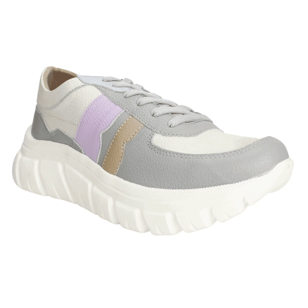 ZAPATILLAS MUJER EXS URBANAS GRIS CHUNKY CUERO - 2